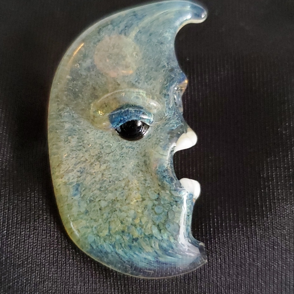 Moon shaped glass blown pendant